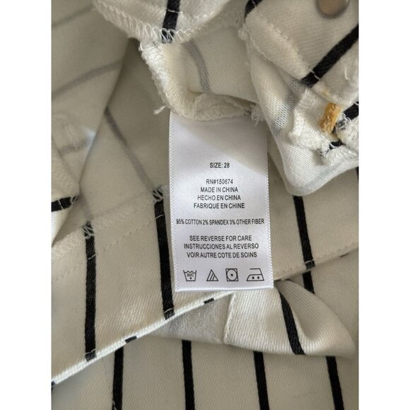 Wash Lab White & Black Vertical Stripe Skirt Size 28 Asymmetrical Hem - Picture 6 of 9